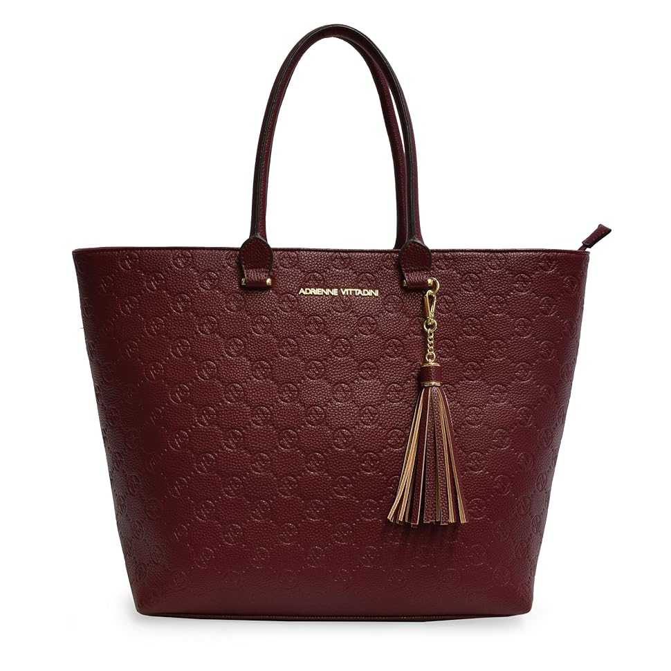 adrienne vittadini embossed signature duffle