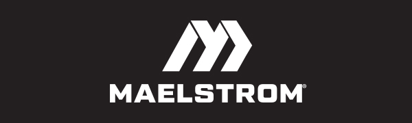 Maelstrom Logo in White on Black Background