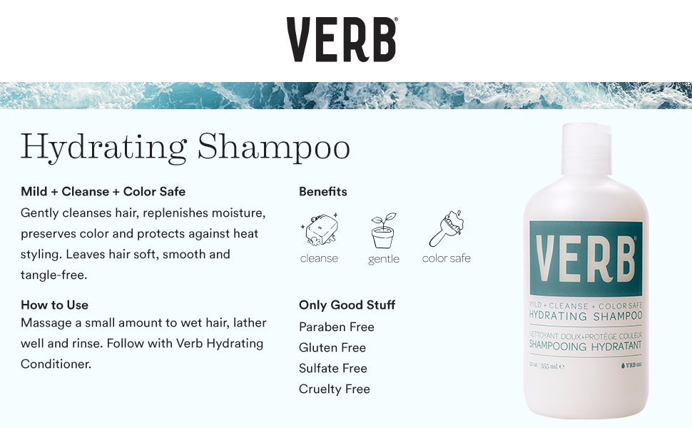 Verb Hydrating Shampoo, Vegan ColorSafe Moisturizing