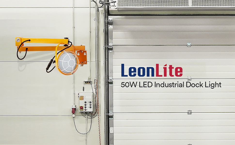 LEONLITE 50W LED Loading Dock Lights, 45 Inch Double Swing Arm Dock
