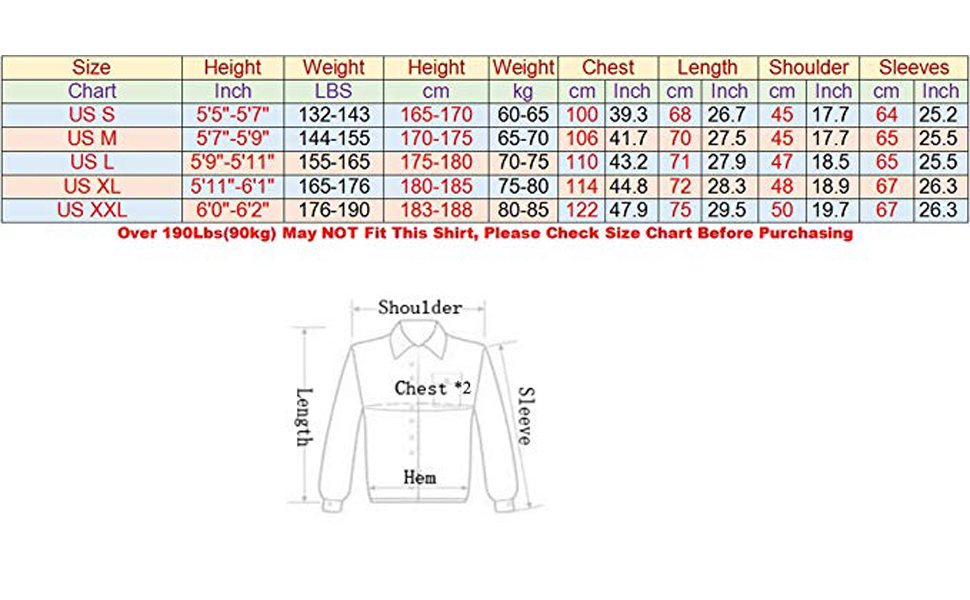 xl slim fit shirts size chart