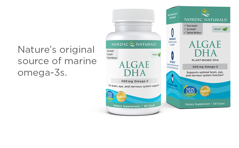 Nordic Naturals Algae DHA box and bottle shot