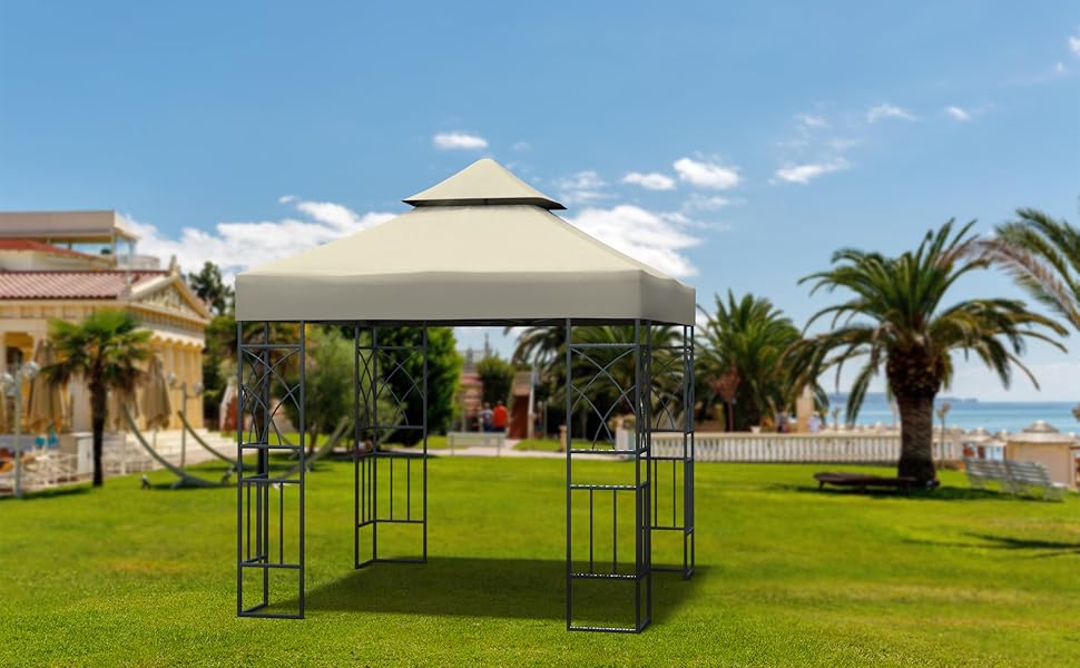 Gazebo Canopy Replacement Top 10x10 Double Tier Patio Canopy Cover