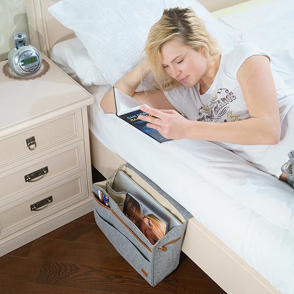 Kenley Bedside Caddy Bed Skirt Storage 7Pocket Organizer