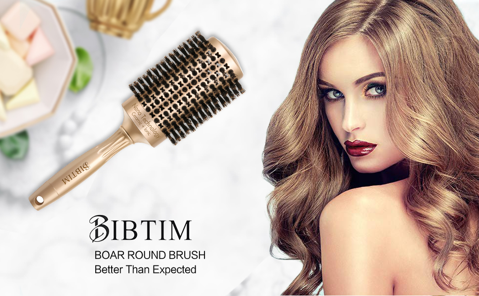 [Upgrade] BIBTIM Round Hair Brush with Boar Bristle for