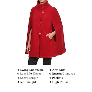 LL Womens Cape Poncho Coat Fall Winter Soft Fleece Open