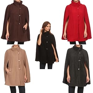 LL Womens Cape Poncho Coat Fall Winter Soft Fleece Open