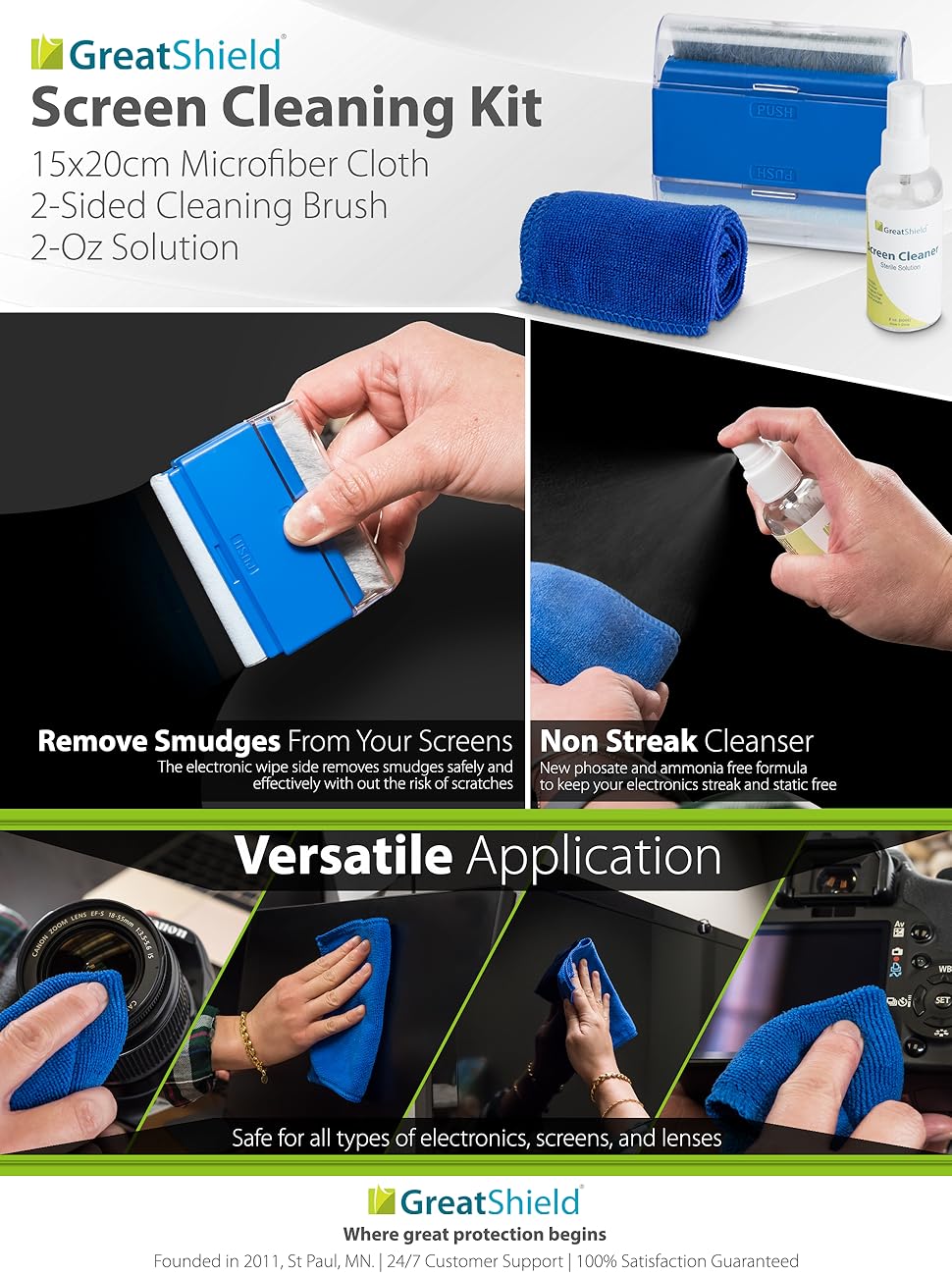 GreatShield Universal Screen Cleaning Kit, Microfiber Cloth