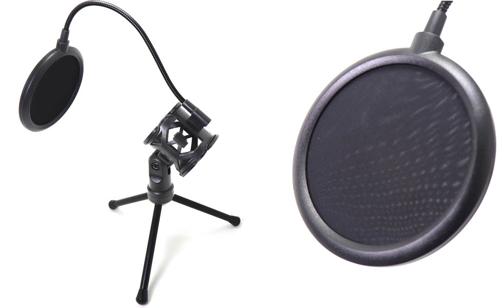 USB Microphone with Stand and Pop Filter Double Layered