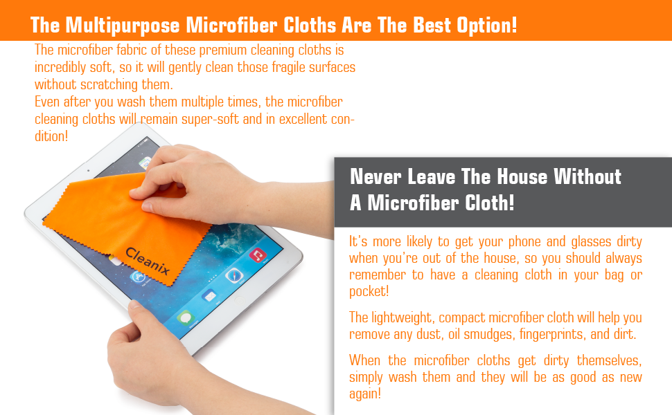 Glasses Cleaning Cloth by Cleanix (Set of 10) Eyeglass