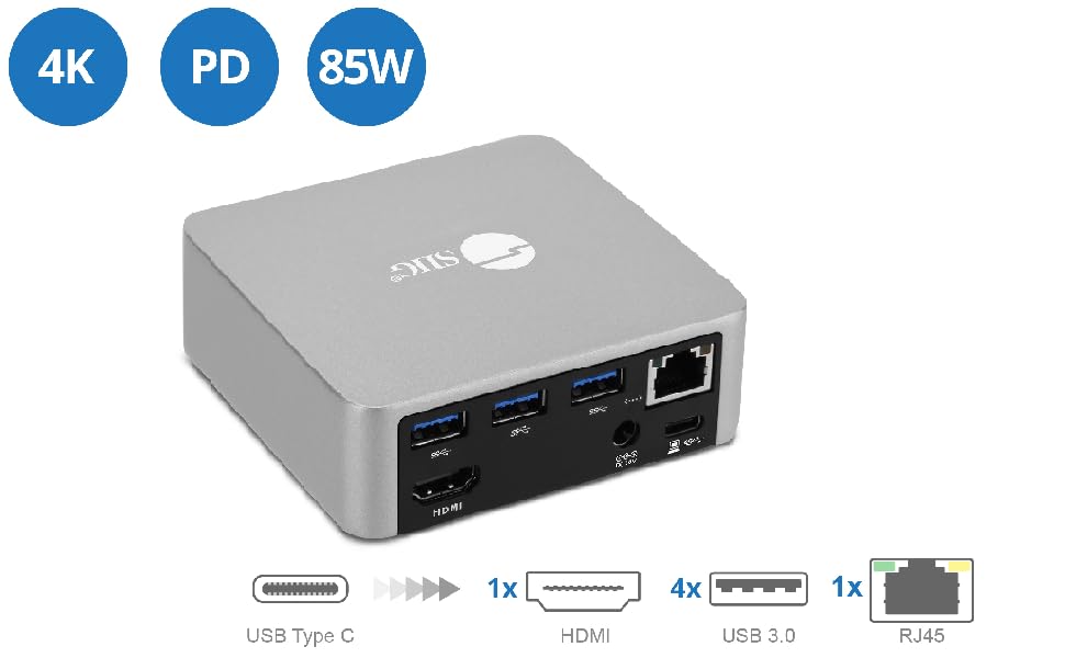 siig usb type mini docking station cube with hdmi usb 3.0 fast charge ethernet usb c dock