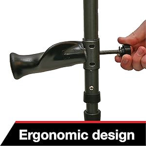 Close up look of crutch handle grips. 