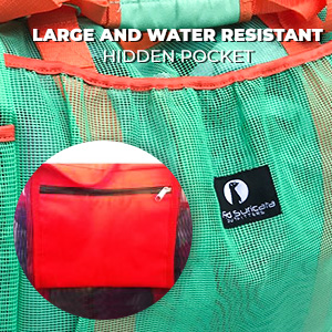 large water resistant hidden pocket