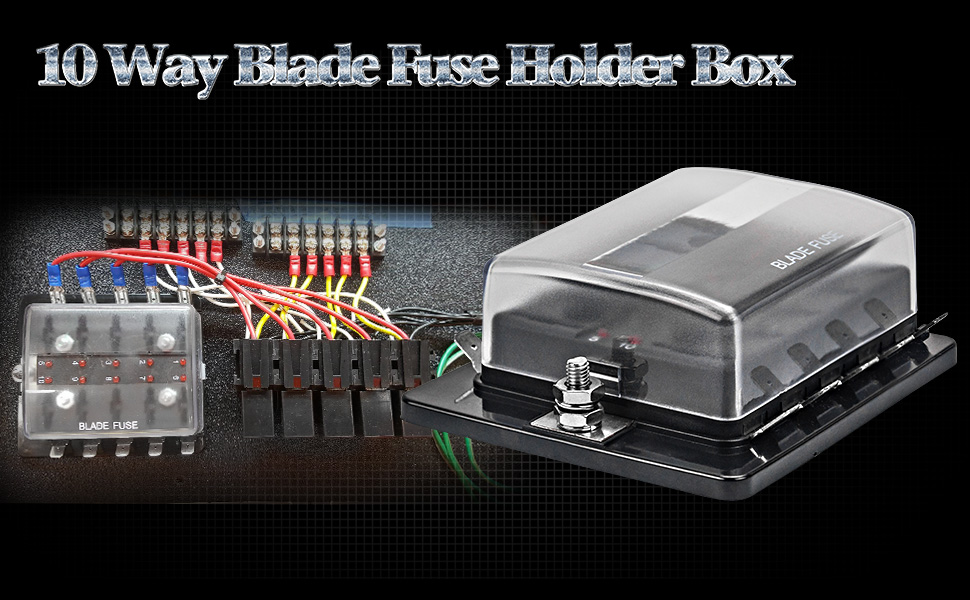 Liteway 10 Way Blade Fuse Box 12 32v Led Illuminated Automotive Fuse Block For Car Boat Marine Trike With Led Warning Light Kit 2 Years Warranty