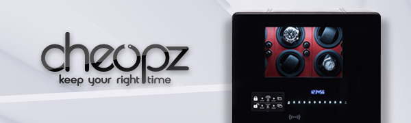 Cheopz Logo - Safe Watch Winder Box for 12 Auto Watches with Dual Digital and Card Key Lock Security