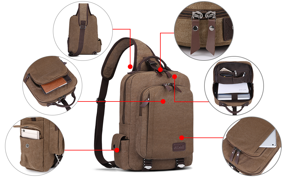 SZONE Sling Bag One Strap Laptop Backpack Crossbody Shoulder Messenger