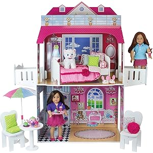 Amazon.com: 18 inch Doll Muebles de madera 4 PC. Set Perfecto para muñeca 18 inch Mobiliario American Girl dollhouses y más. 18 inch Doll mesa, 2 sillas \u0026 Muñeca cama Set de