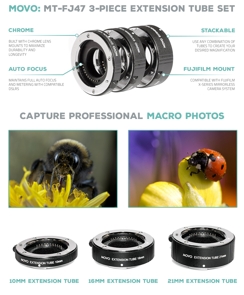 Amazon.com : Movo MT-FJ47 3-Piece AF Chrome Macro Extension Tube Amazon.com : Movo MT-FJ47 3-Piece AF Chrome Macro Extension Tube