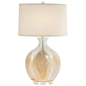 Marci Ivory Drip Round Ceramic Table Lamp