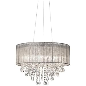 Possini Euro Jolie 20"W Silver Fabric Crystal Chandelier 
