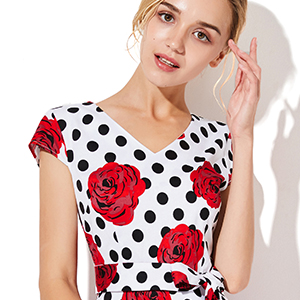 Gardenwed Vintage 1950's Swing Dress Cap-Sleeve Tea Party Rockabilly Cocktail Dresses for Women