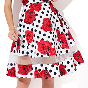 Gardenwed Vintage 1950's Swing Dress Cap-Sleeve Tea Party Rockabilly Cocktail Dresses for Women