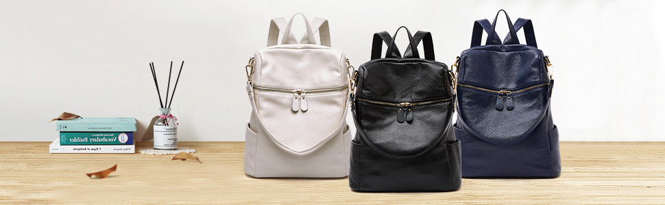 boyatu convertible genuine leather backpack purse for women fashion travel bag