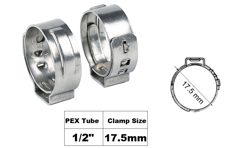 20PCS Pex Cinch Clamp Rings Pex Crimp Rings 1/2" Pex Pipe Tube