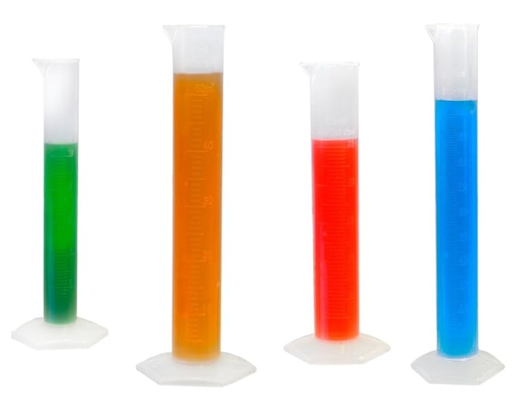 4 Piece Graduated Plastic Laboratory Cylinder Set 10, 25, 50,100 ml, KeL Scientific KS2121