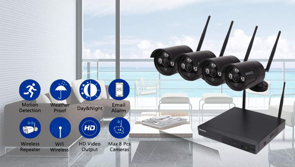 OOSSXX 8Channel HD 1080P Wireless Network/IP Security