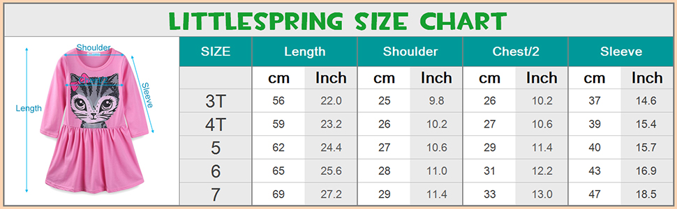 LittleSpring Little Girls Dresses Summer Cat Print