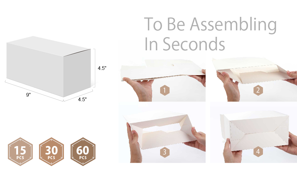 PACKHOME 30 White Gift Boxes with Lids 9x4.5x4.5 Inches