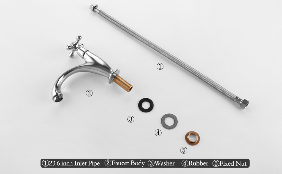 Dr Faucet Single Cold Water Faucet, Rotary Switch Copper Cold Water Sink Faucet for Bathroom