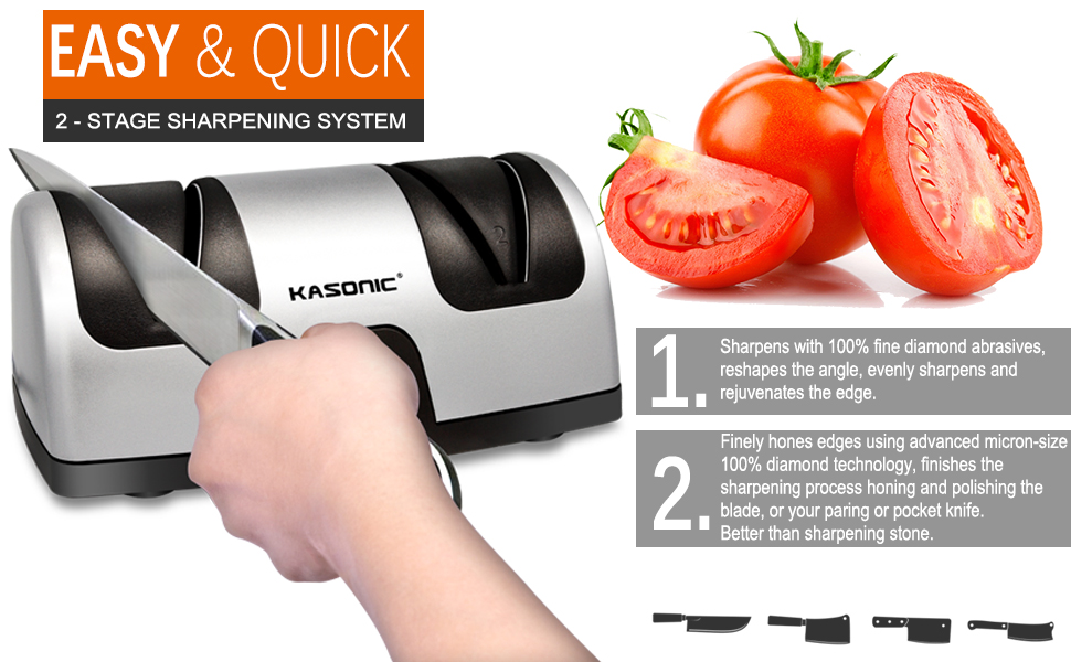 Knife Sharpener, Kasonic Professional 2Stage Electric