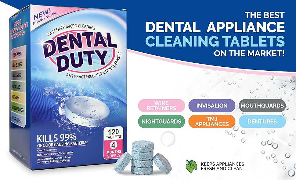 120 Retainer and Denture Cleaning Tablets (4 Months Supply) Cleaner