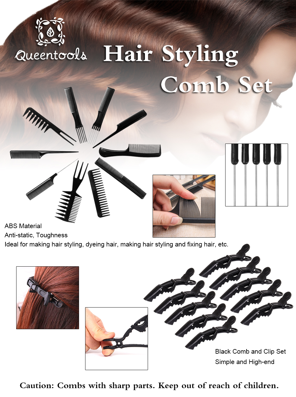 Hair Styling Clips Comb Set, 10PCS Clips/10PCS Combs
