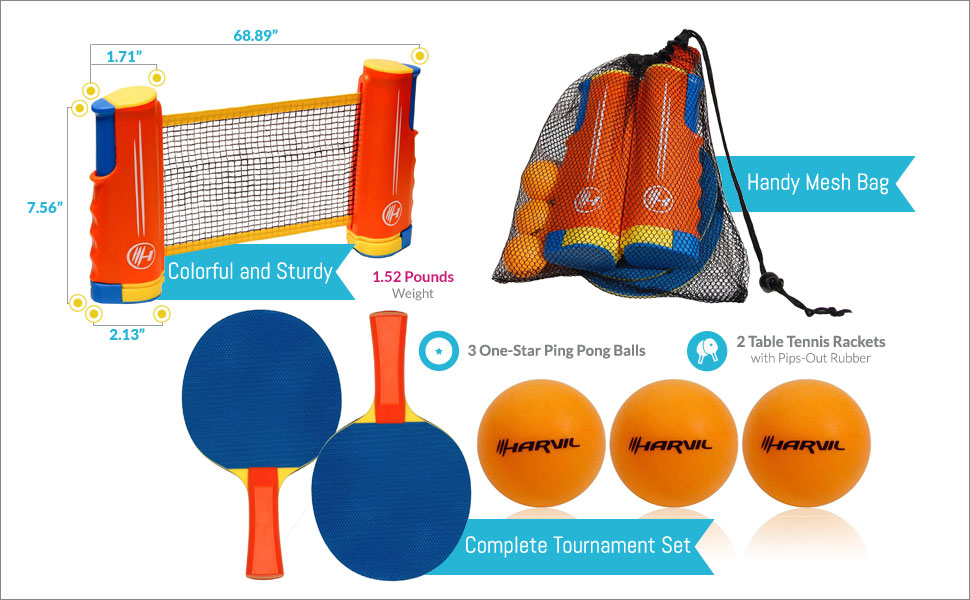 Harvil Portable and Retractable Table Tennis Net Set ToGo
