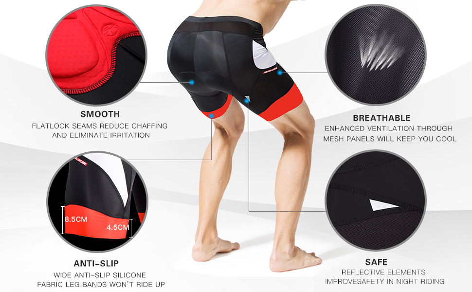 Ecodaily Men's Cycling Shorts Padded Bicycle Riding Half Pants Bike