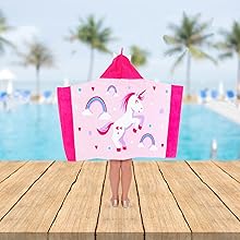 Amazon Com Yayme Toalla De Unicornio Con Capucha Para Ninas Toalla De Playa De Unicornio Toalla De Playa De Algodon Ideal Para La Playa Disfraz De Unicornio Para Ninas Toalla De Bano