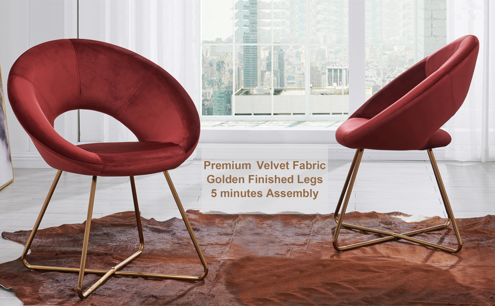 Duhome Set of 2 Velvet Accent Chairs Upholstered Vanity