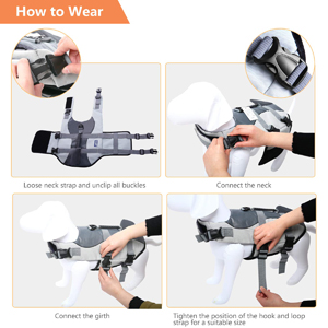 Grey Shark Floatation Vest with Adjustable Soft Rubber Handle