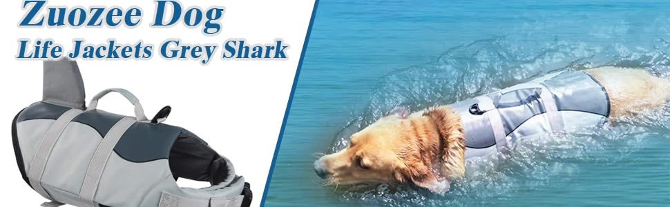 Zuozee dog life jacket Reflective & Adjustable Preserver Vest with Enhanced Buoyancy & Rescue Handle