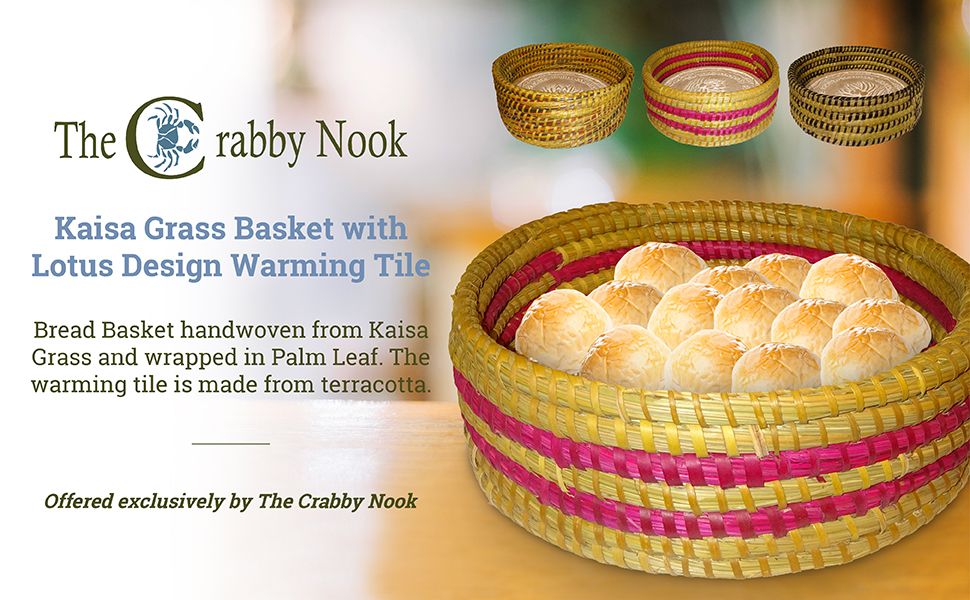 Warming Bread Basket Lotus Warmer Tile Stone Hand Woven For