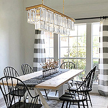 Meelighting L39.4" W10.2" Gold Rectangle Modern Crystal Chandeliers Lighting