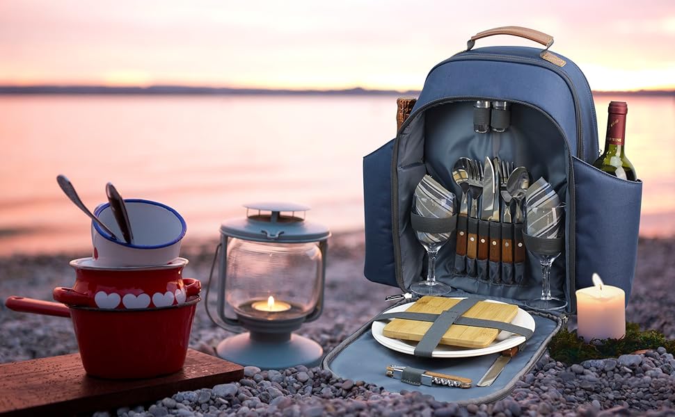 HappyPicnic Insulated Picnic Backpack for 2 Persons with