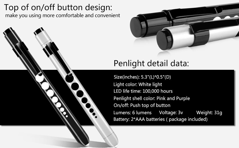 Phileex Pen Light 2 Pack Pen Lights for Nurses with Pupil Penlight