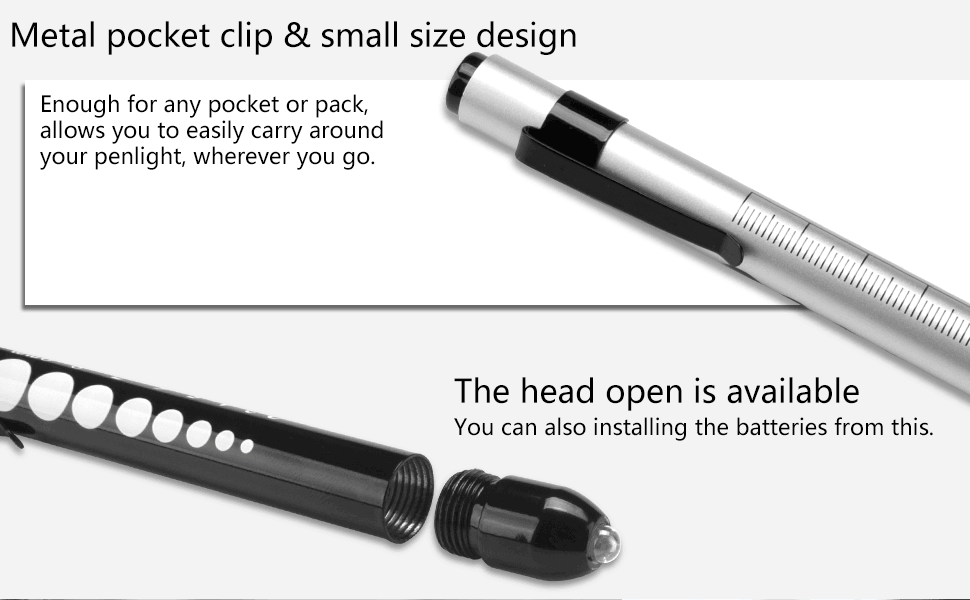 Phileex Pen Light 2 Pack Pen Lights for Nurses with Pupil Penlight