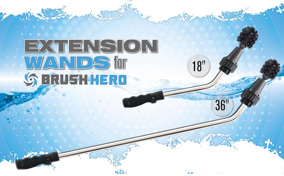 Brush Hero Extension Wand (18") Garden Hose Extender/Extension for Use with Garden