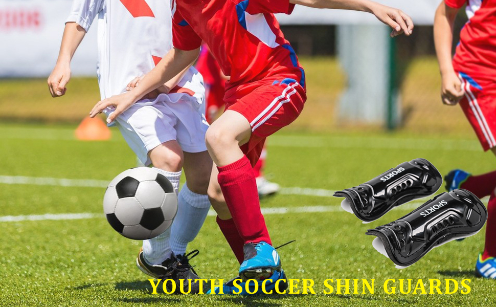 Youth Soccer Shin Guards, 2 Pair Soccer Shin Pads with 2