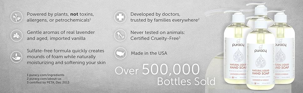 Puracy Natural Liquid Hand Soap 4 pack Main Features